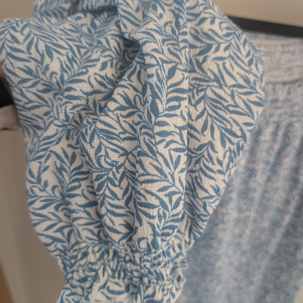 MELLODAY Blue Leaf Print Top - Picture 3 of 8